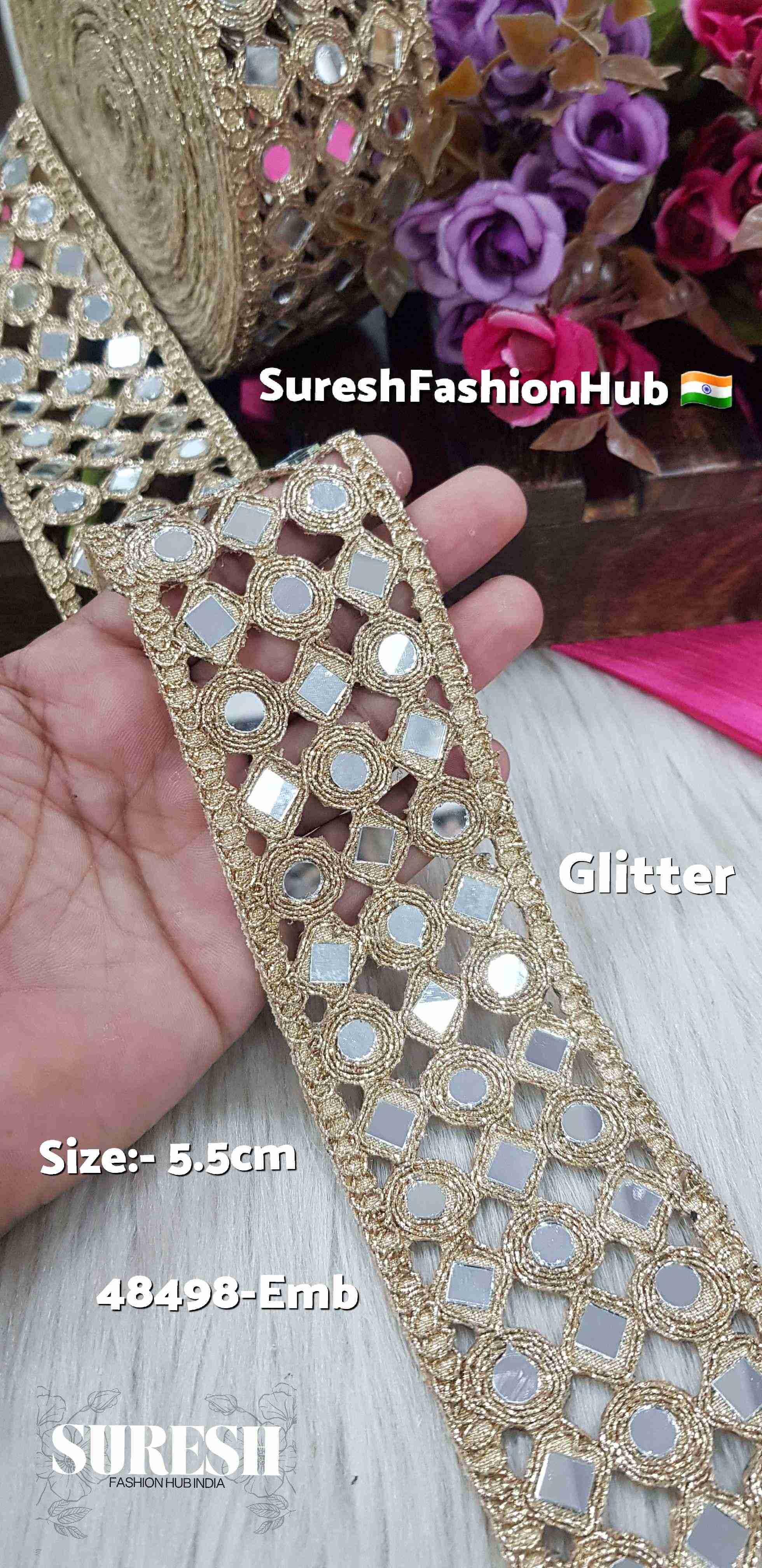 Glitter DualGlow Cutwork Mirror Lace – 48498-Emb
