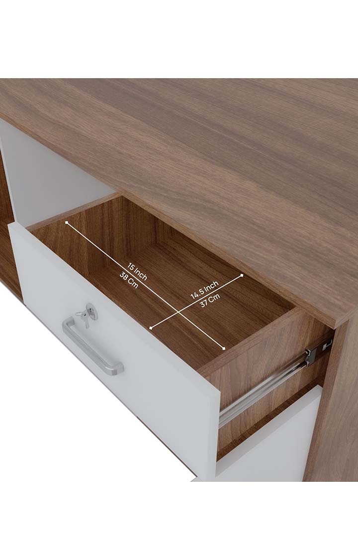 Splash Study Table | Office Table with Drawers - Leon Teak