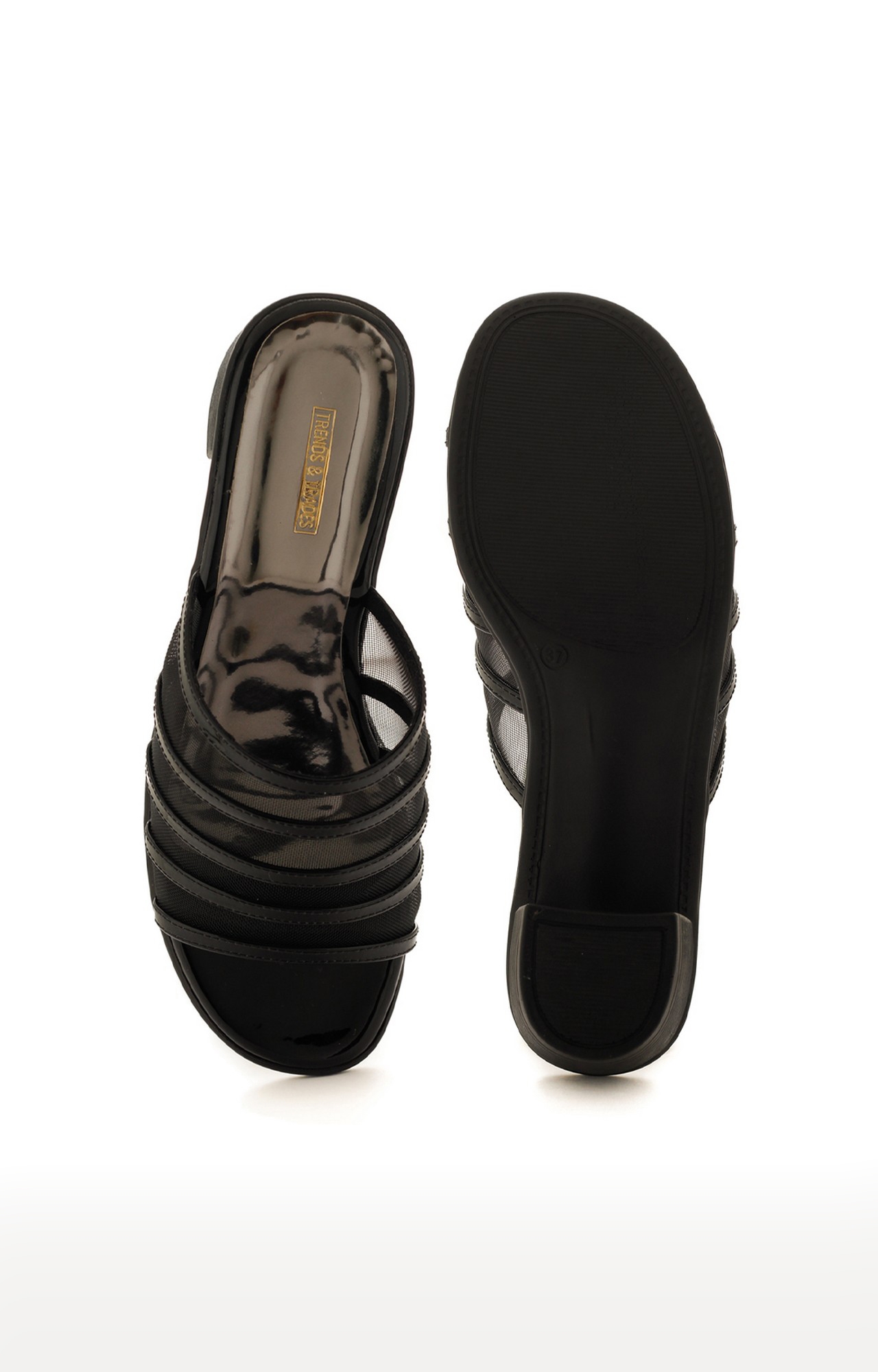 Trends & Trades | Women's Black Transparent Block Heels 3