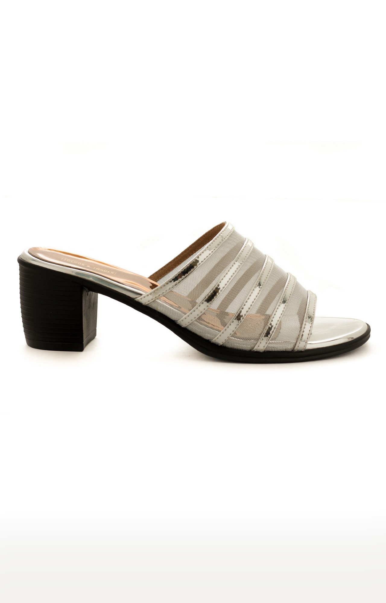 Women's Silver Transparent Block Heels