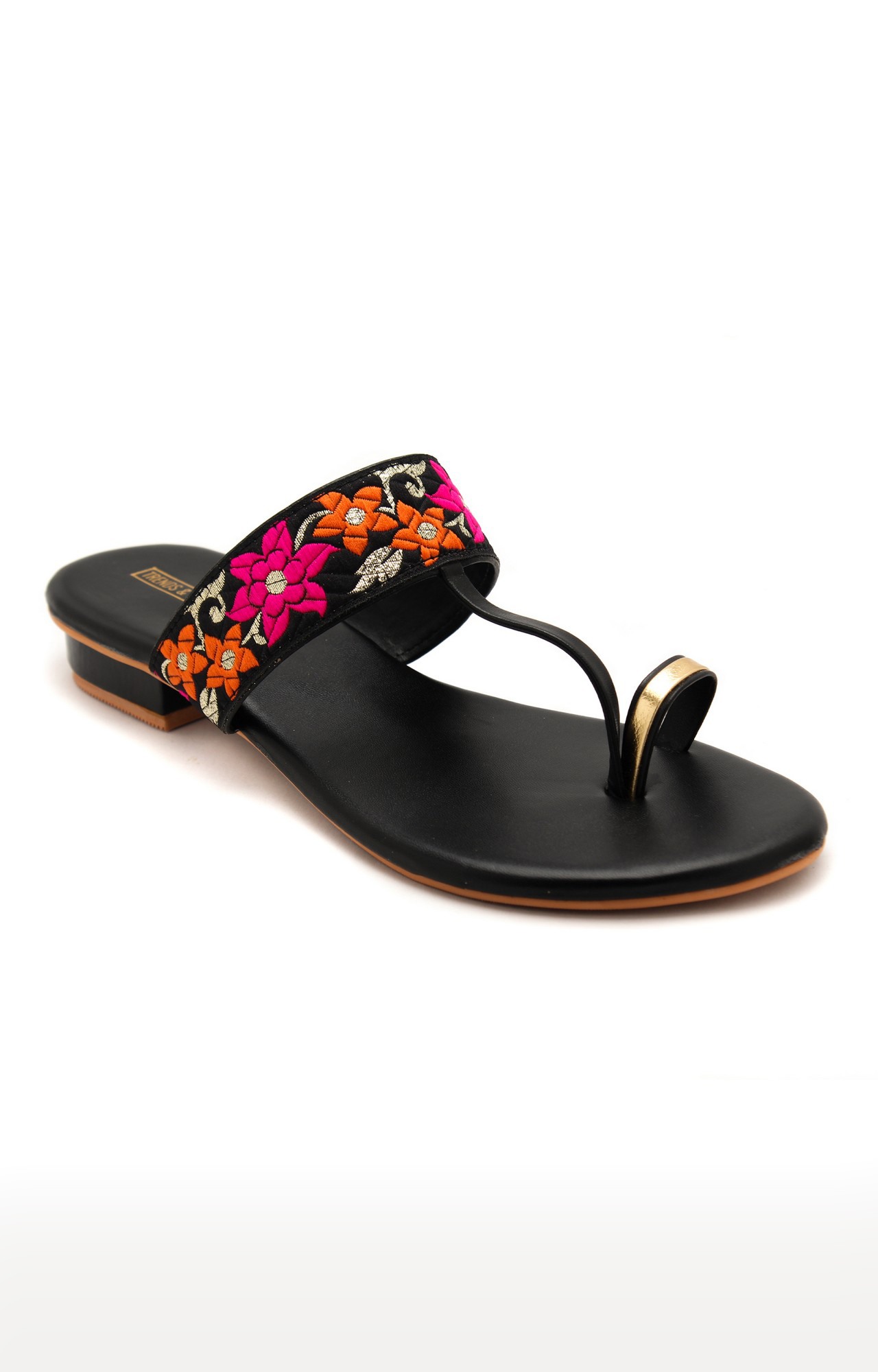 Women Black Kolhapuri Flat Slip ons