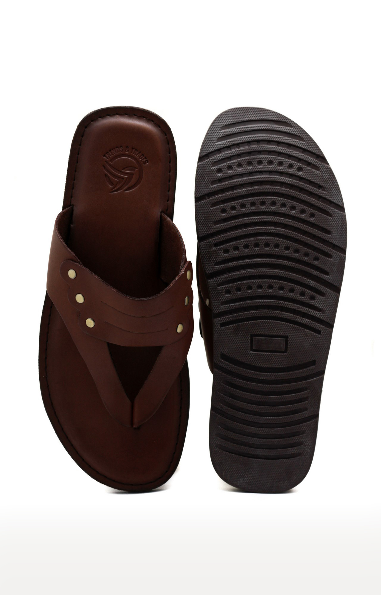 Men's Brown V Strap Casual Slip-Ons