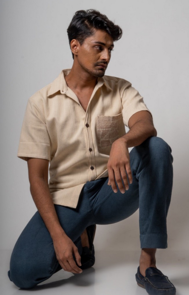 Lafaani | Men's Blue Cotton Solid Trouser 3