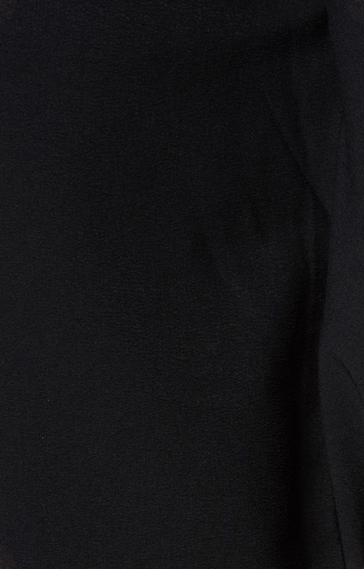 CHIMPAAANZEE | Women's Black Polyester  Solid Blouson Top 4