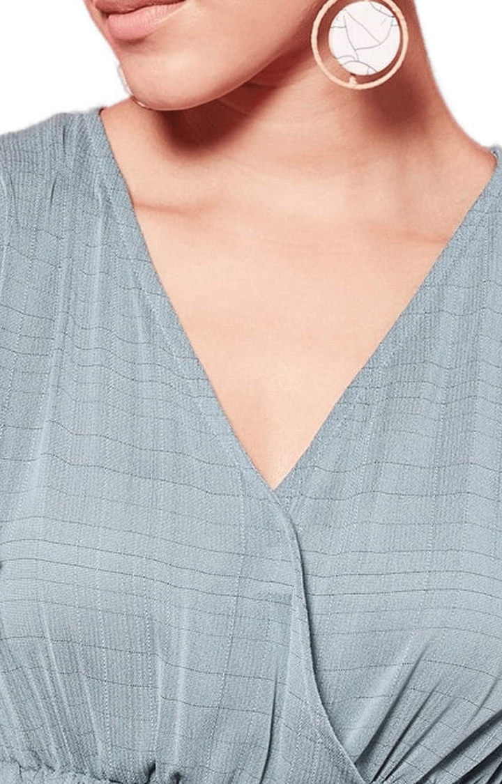 CHIMPAAANZEE | Women's Grey Polyester Solid Peplum Top 4