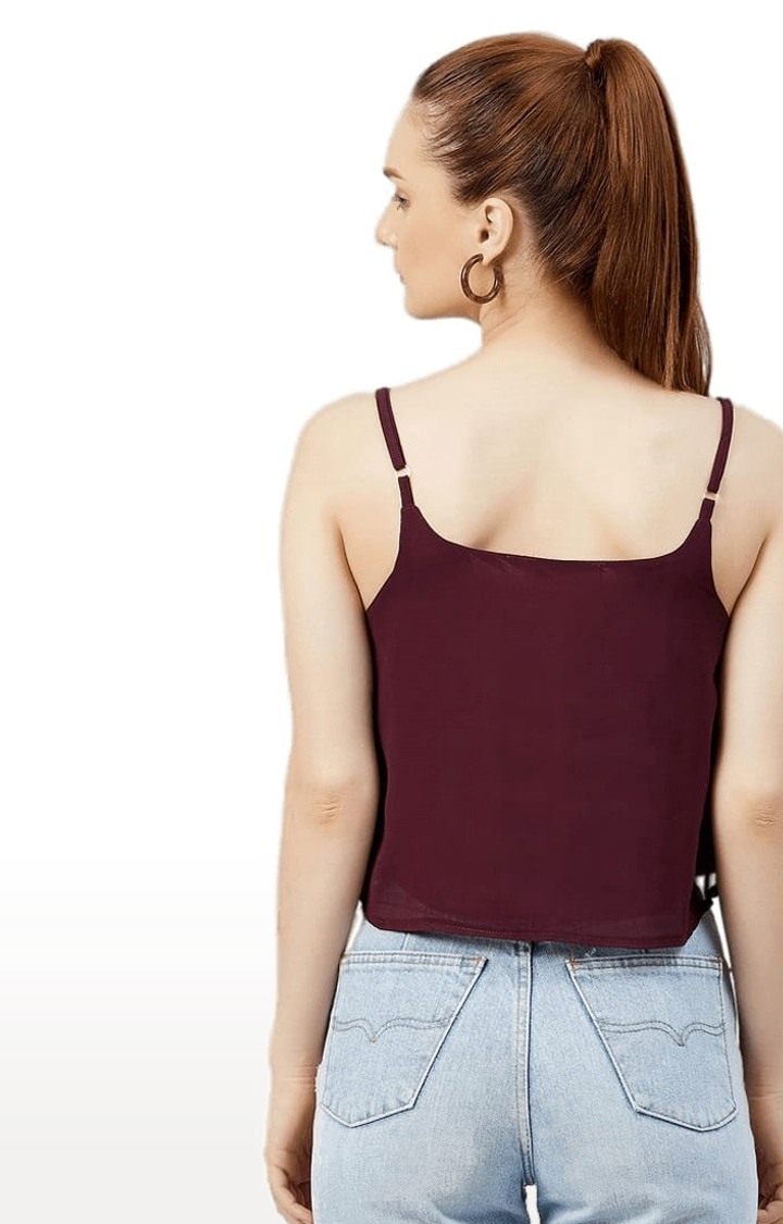 Women's Purple Georgette Solid Strappy Top