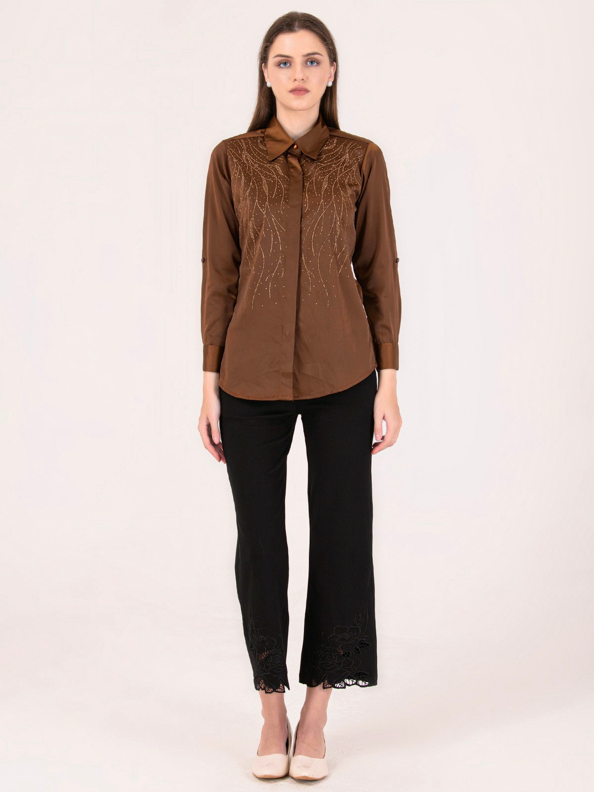 Albion Women Brown Smart Top