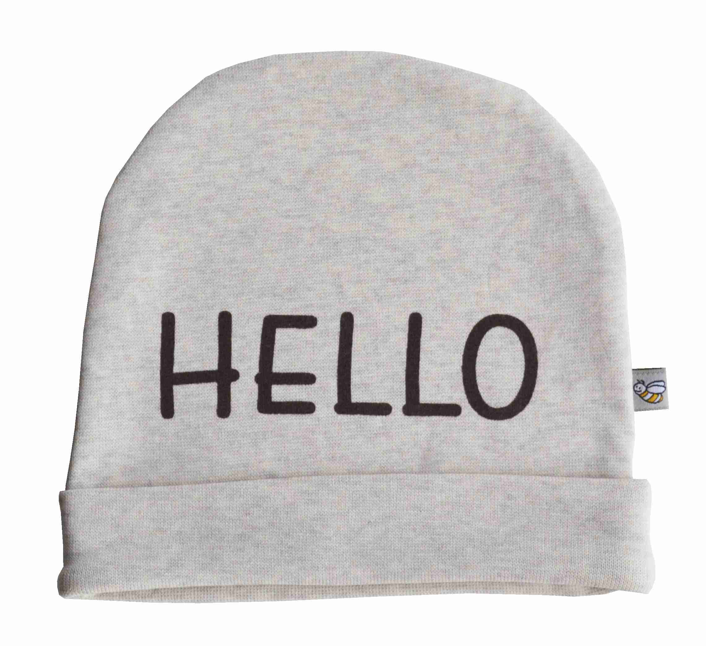 Hello Printed Beanie Cap (Cotton/Lycra Rib)