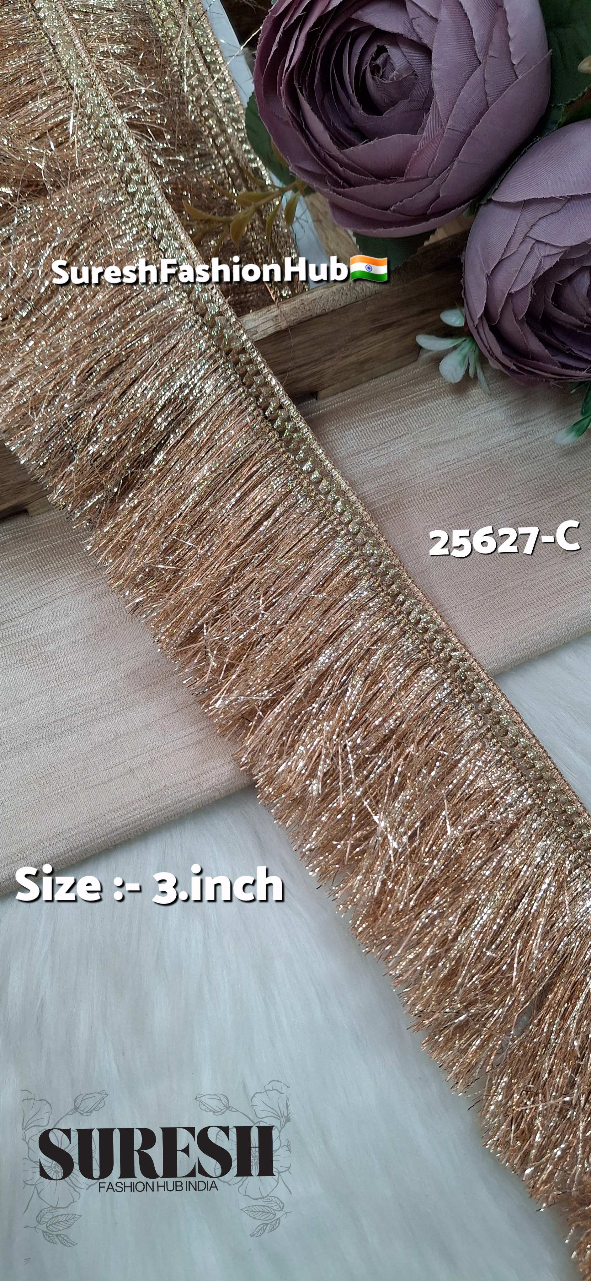 Rose Gold Badla Fringe Jhalar Lace