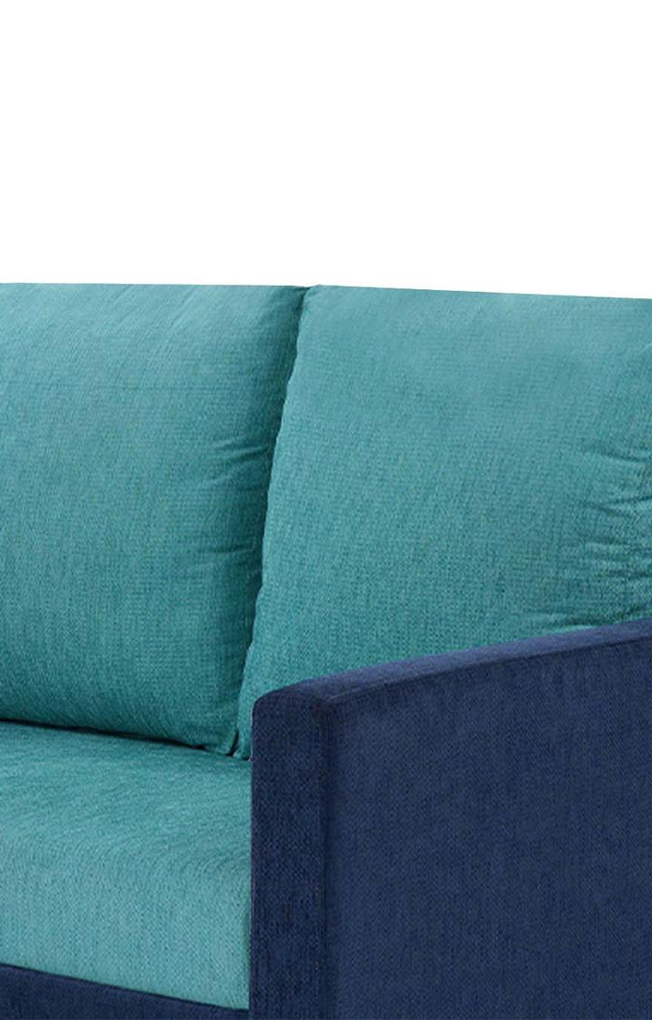 neudot Saya Dual Color Sofa for Living Room |2 Persons Sofa|Premium Fabric with Cushioned Armrest | Solid Wood Frame|2 Seater in Saya Duo Teal Color