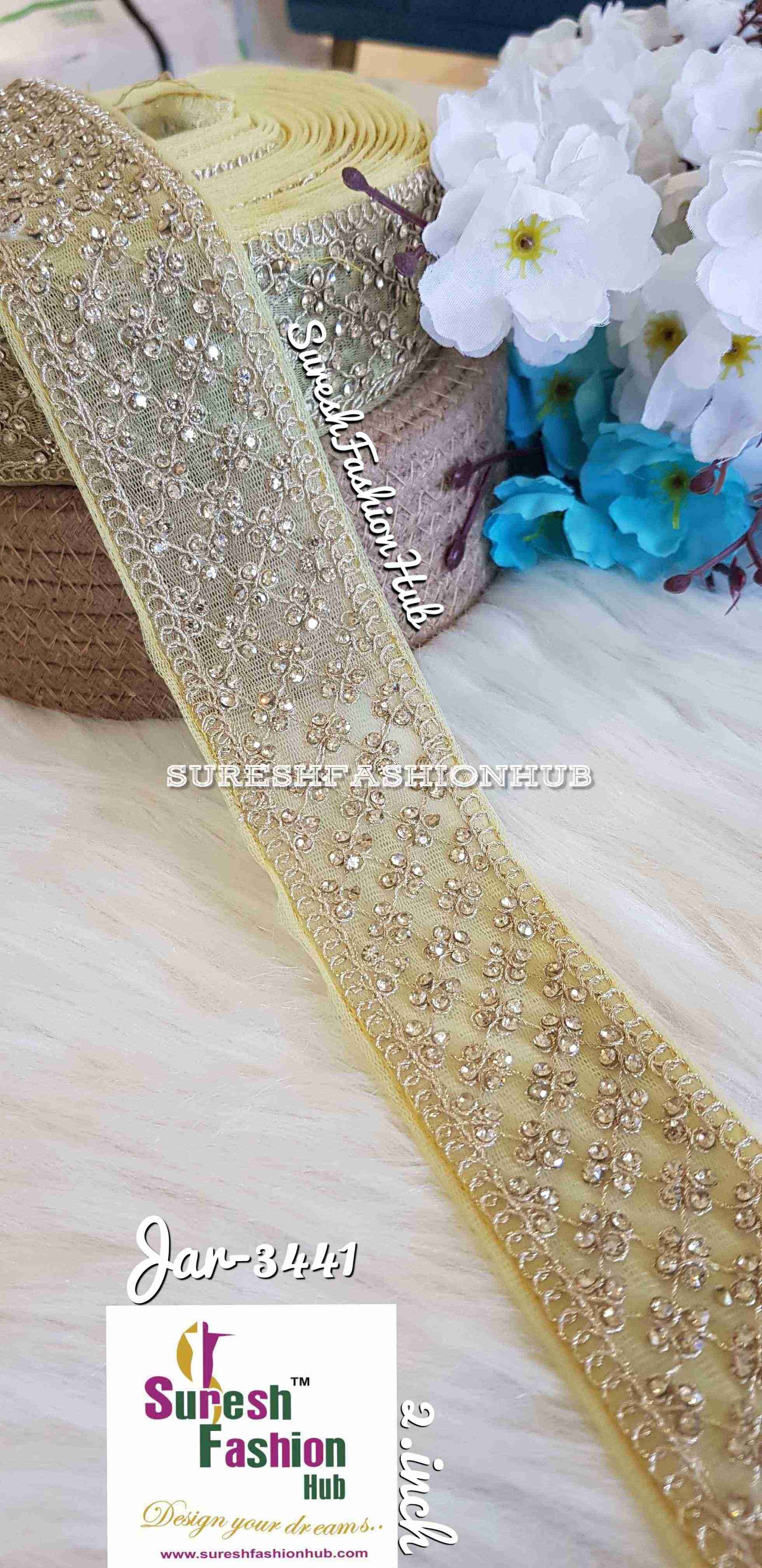  Gemstone Garden Pastel Yellow Embroidered Trim