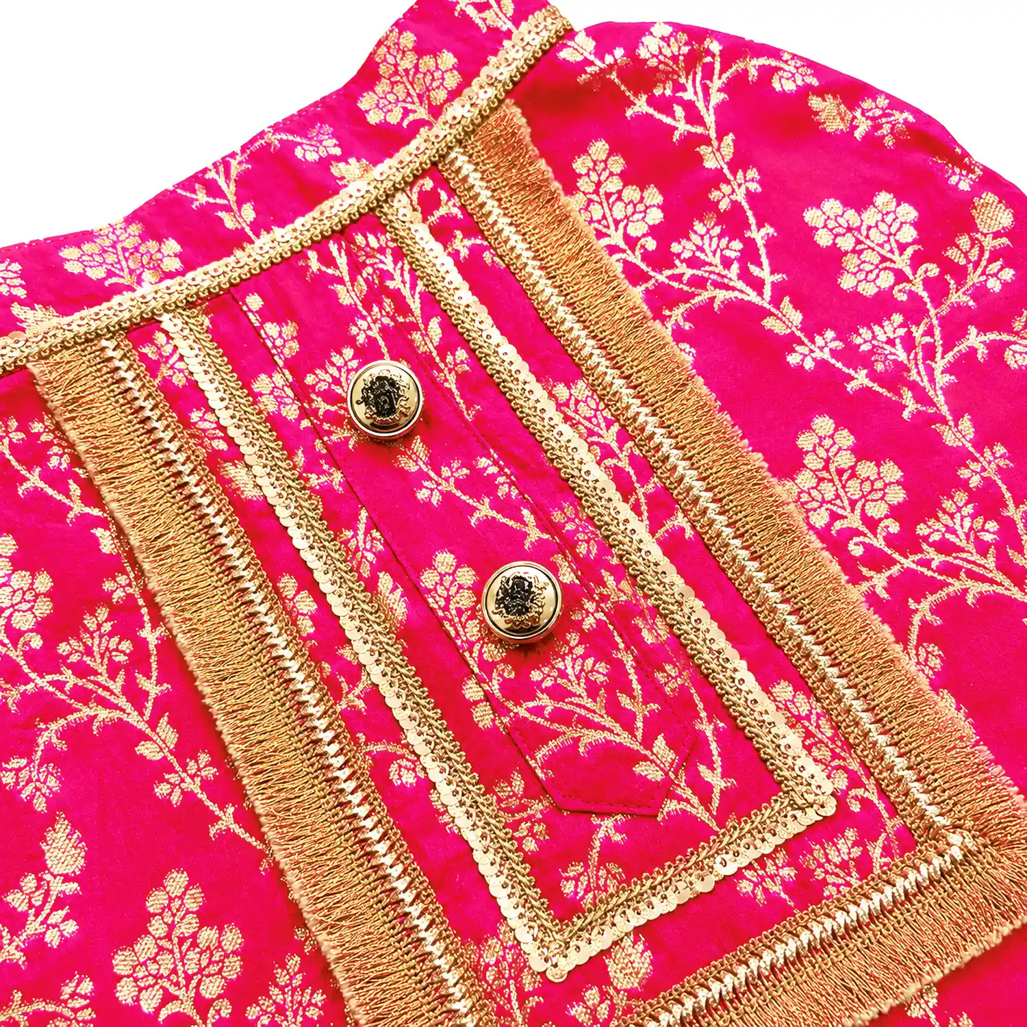Pawsindia Traditional Royal Zari Kurta for Cats - Pink