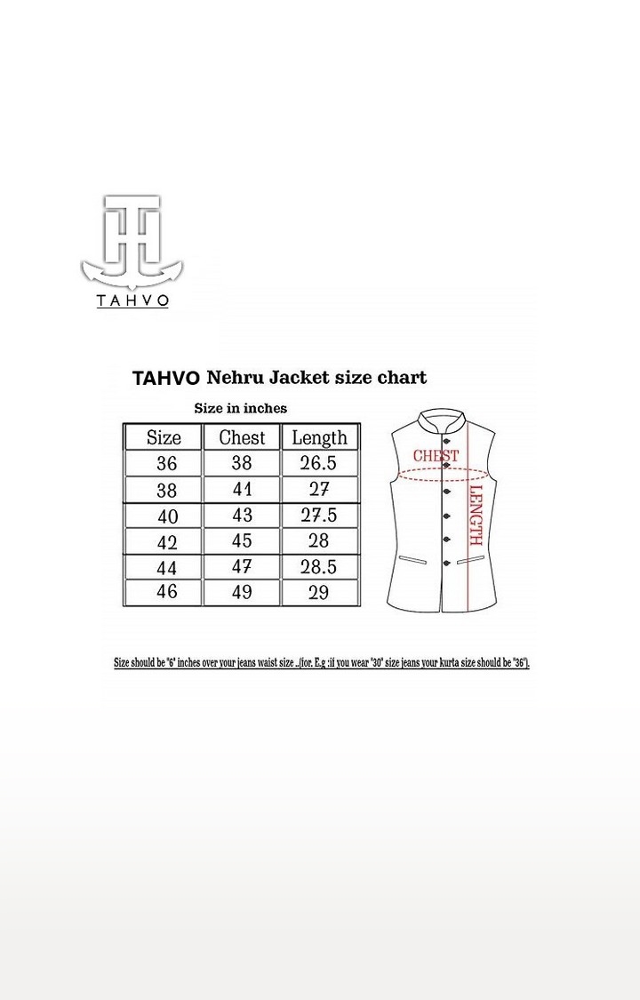 TAHVO | Tahvo Men's Nehru Jacket with Hanky Kurta Pyjama 3 Piece Set 4