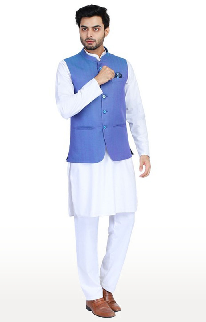 TAHVO | Tahvo Men Blue Nehru Jacket 1