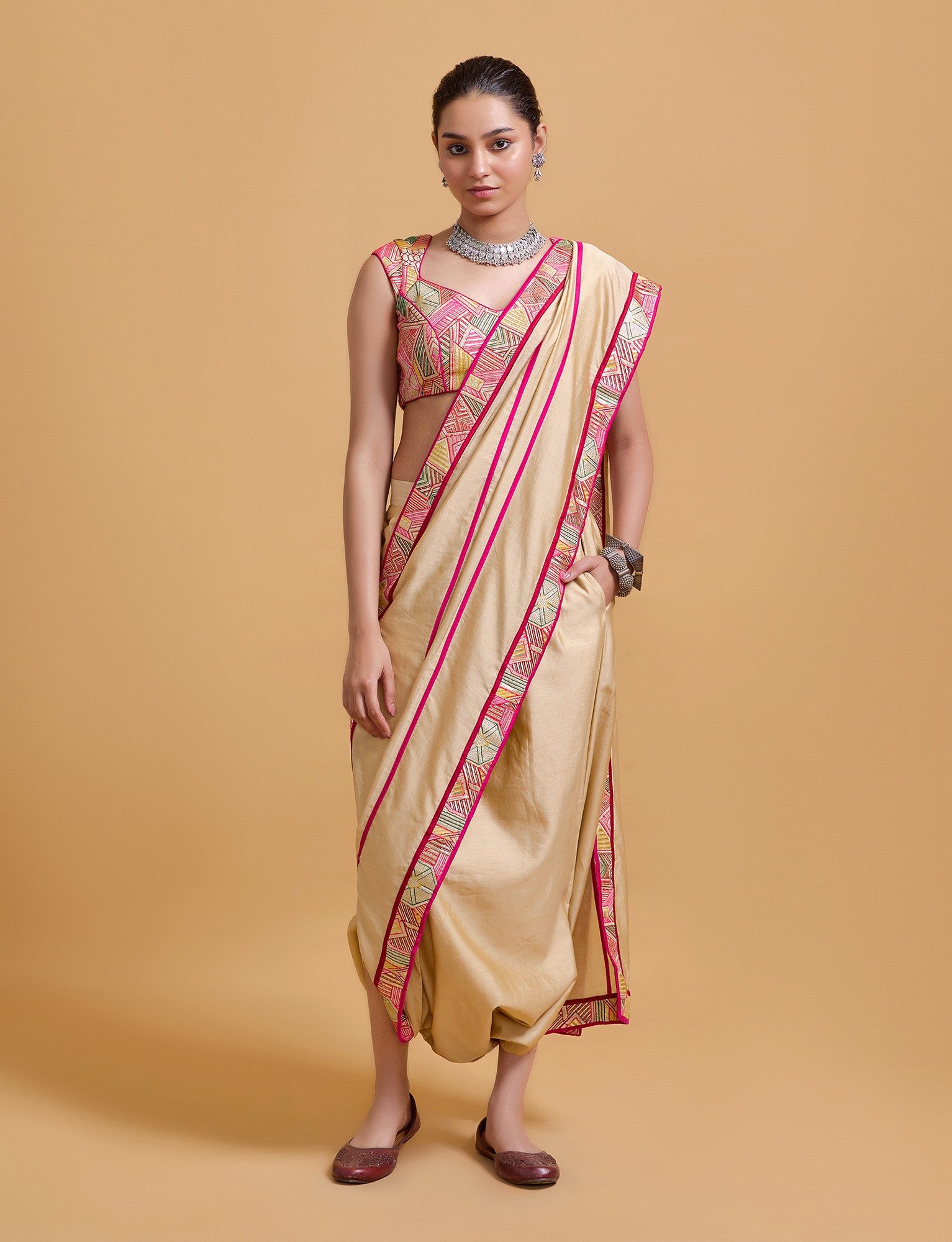 Mithai Beige Harem Saree