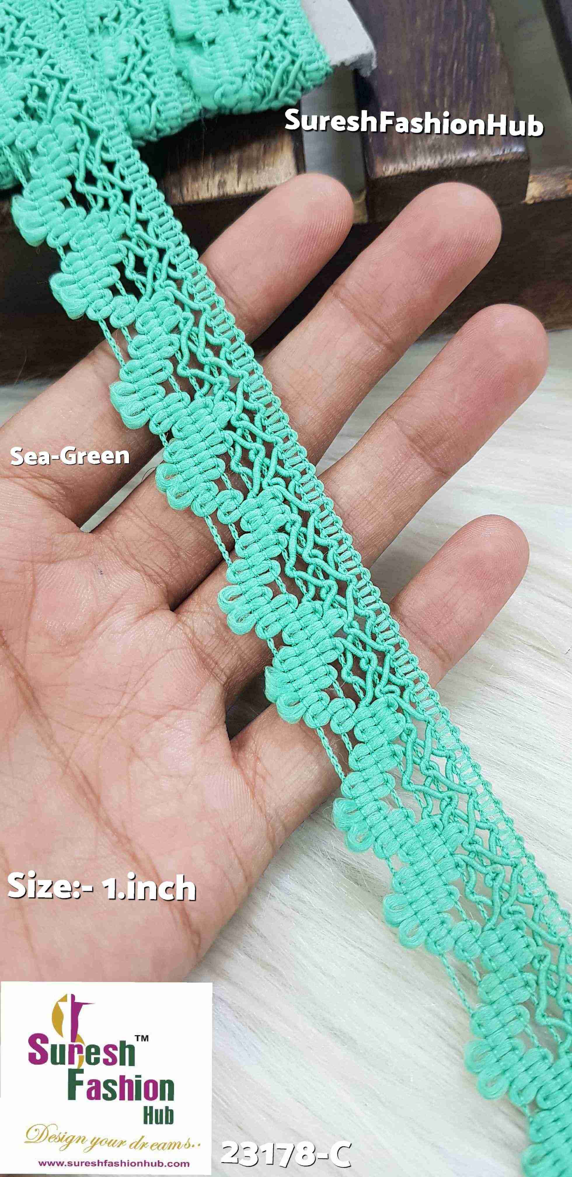 Sea Green Color Ribbon Lace