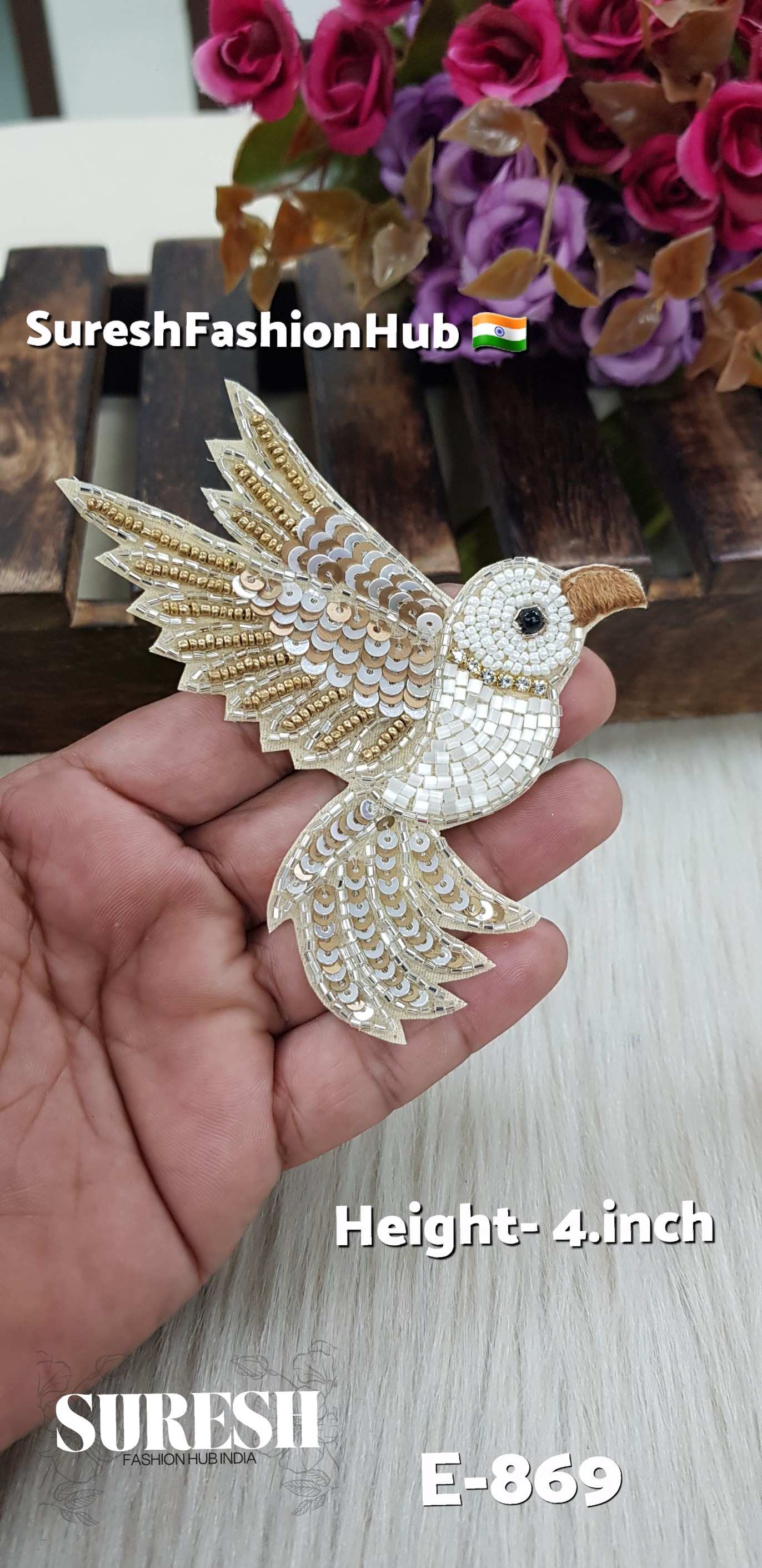 E-869 Beige Right Side Flying Bird Patch