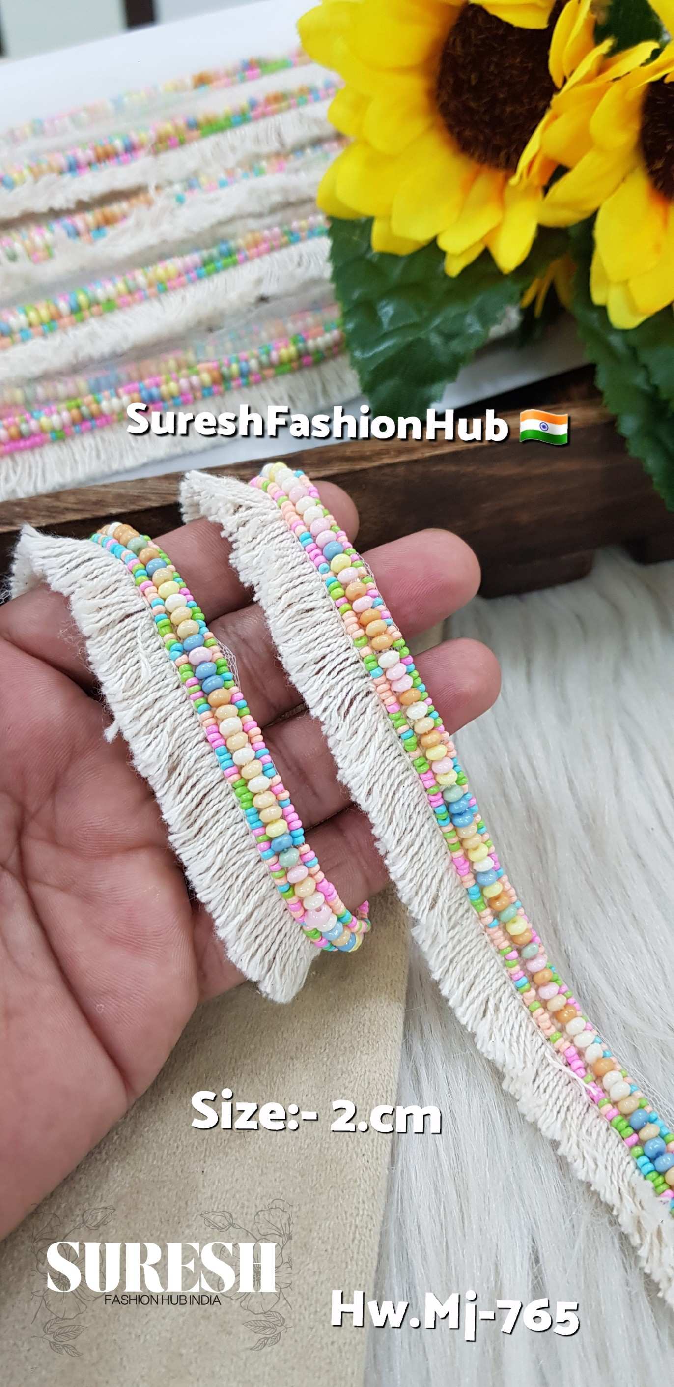 Boho Beaded Fringe Net Lace – Offwhite Fusion