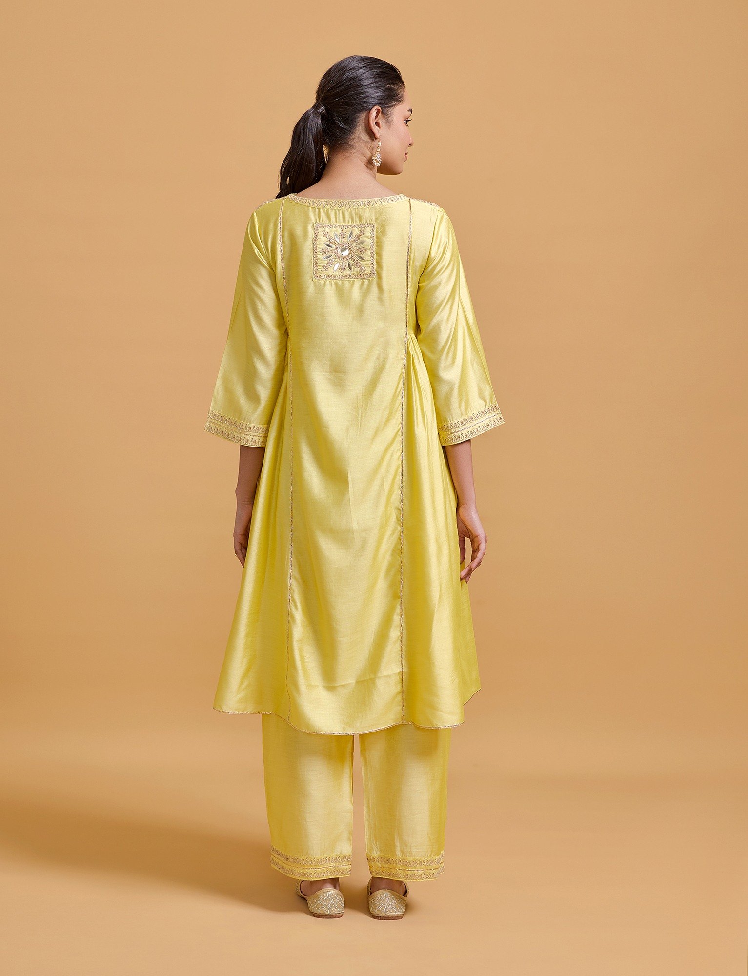 Zeenat Yellow Gathered Kurta Set