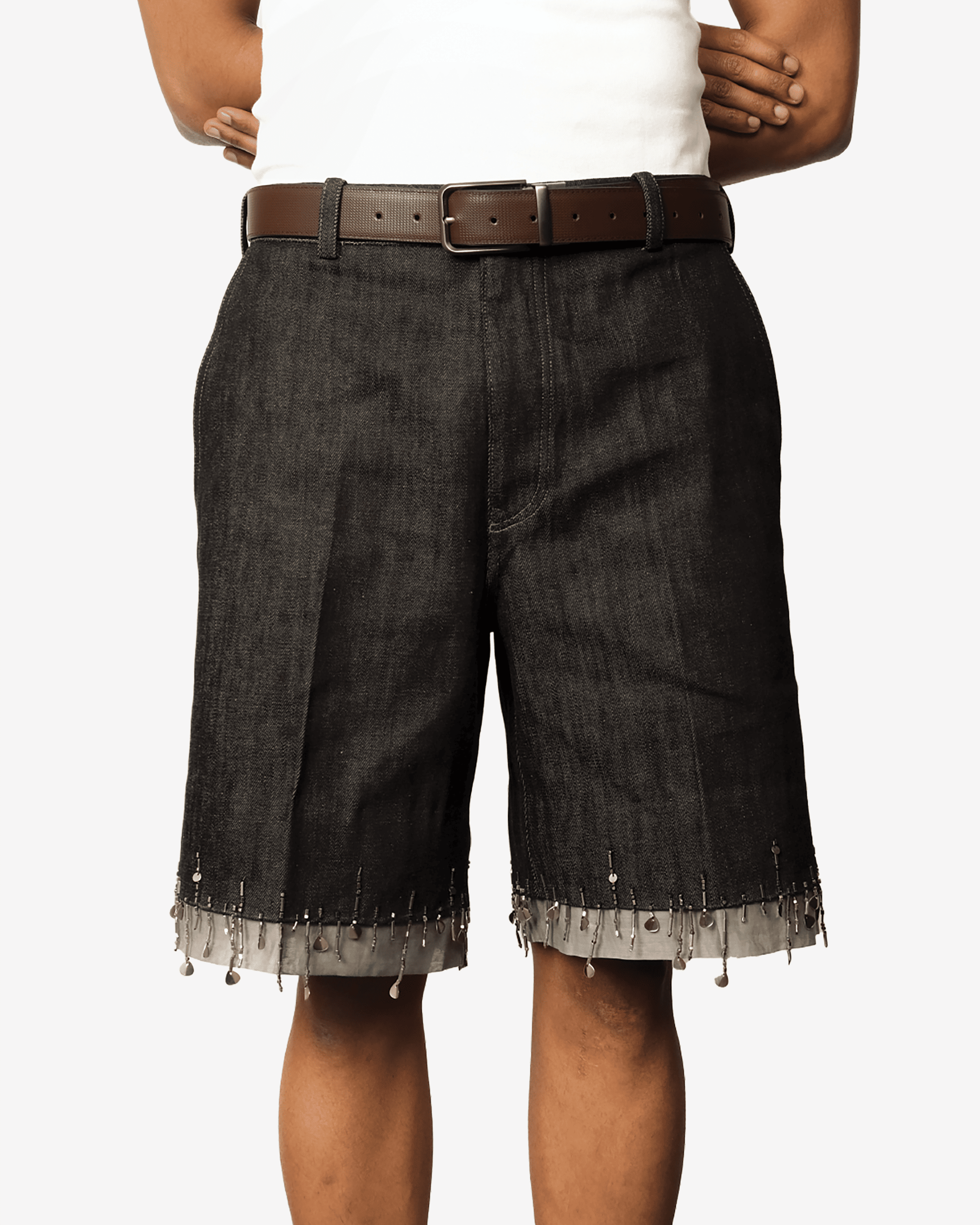 Singed Hem Denim Shorts