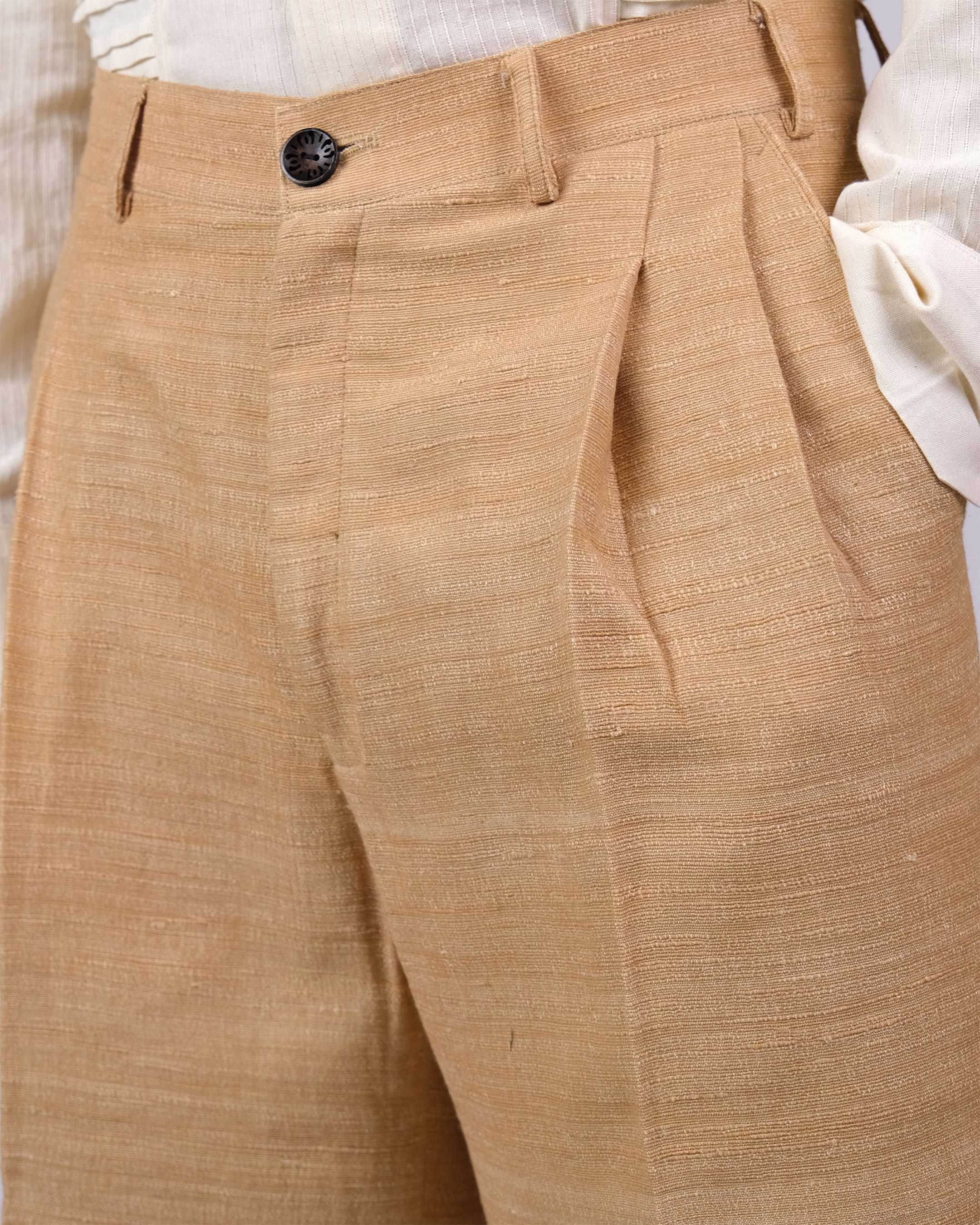 Beige Textured Shorts