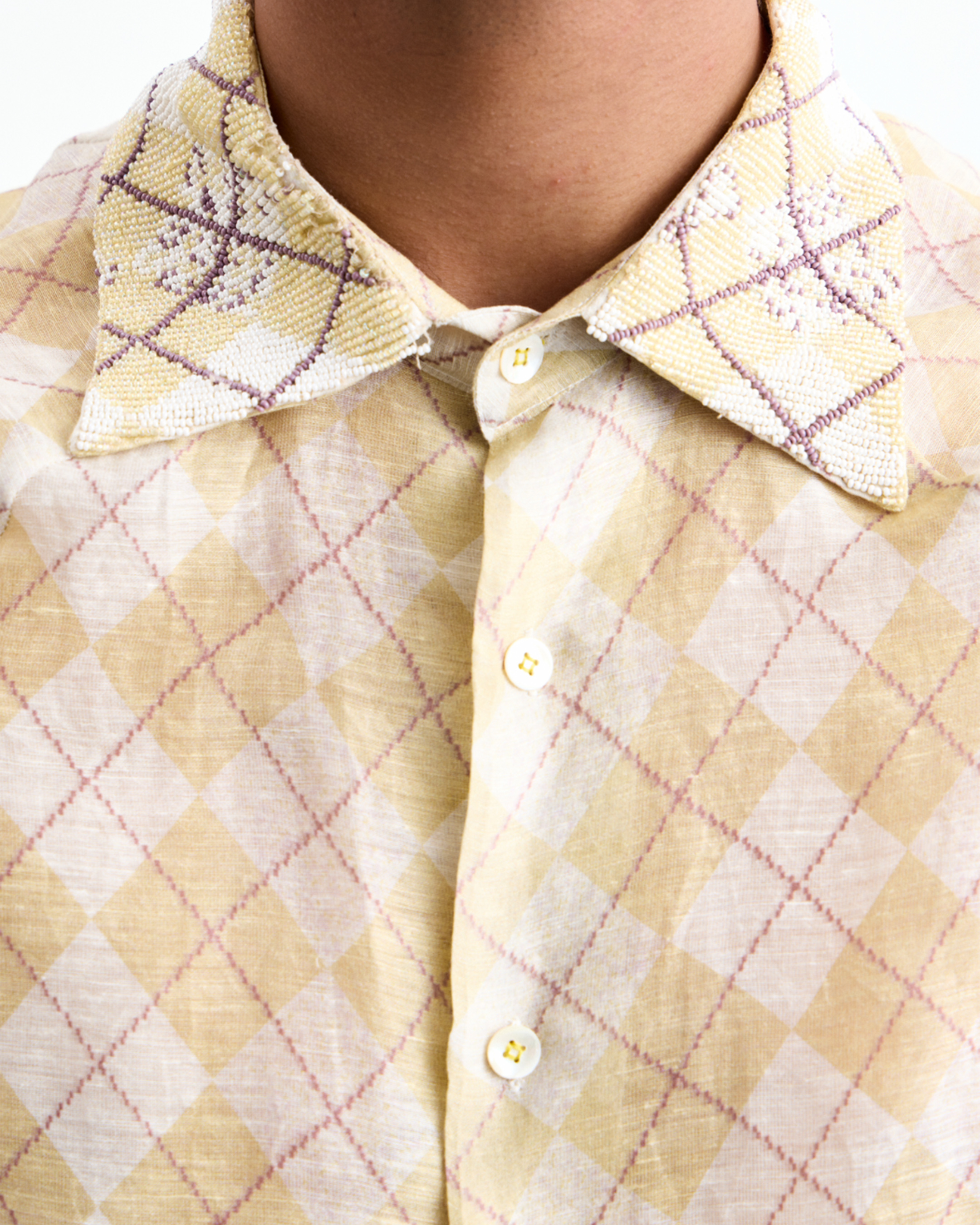 Argyle Beaded Silk Shirt
