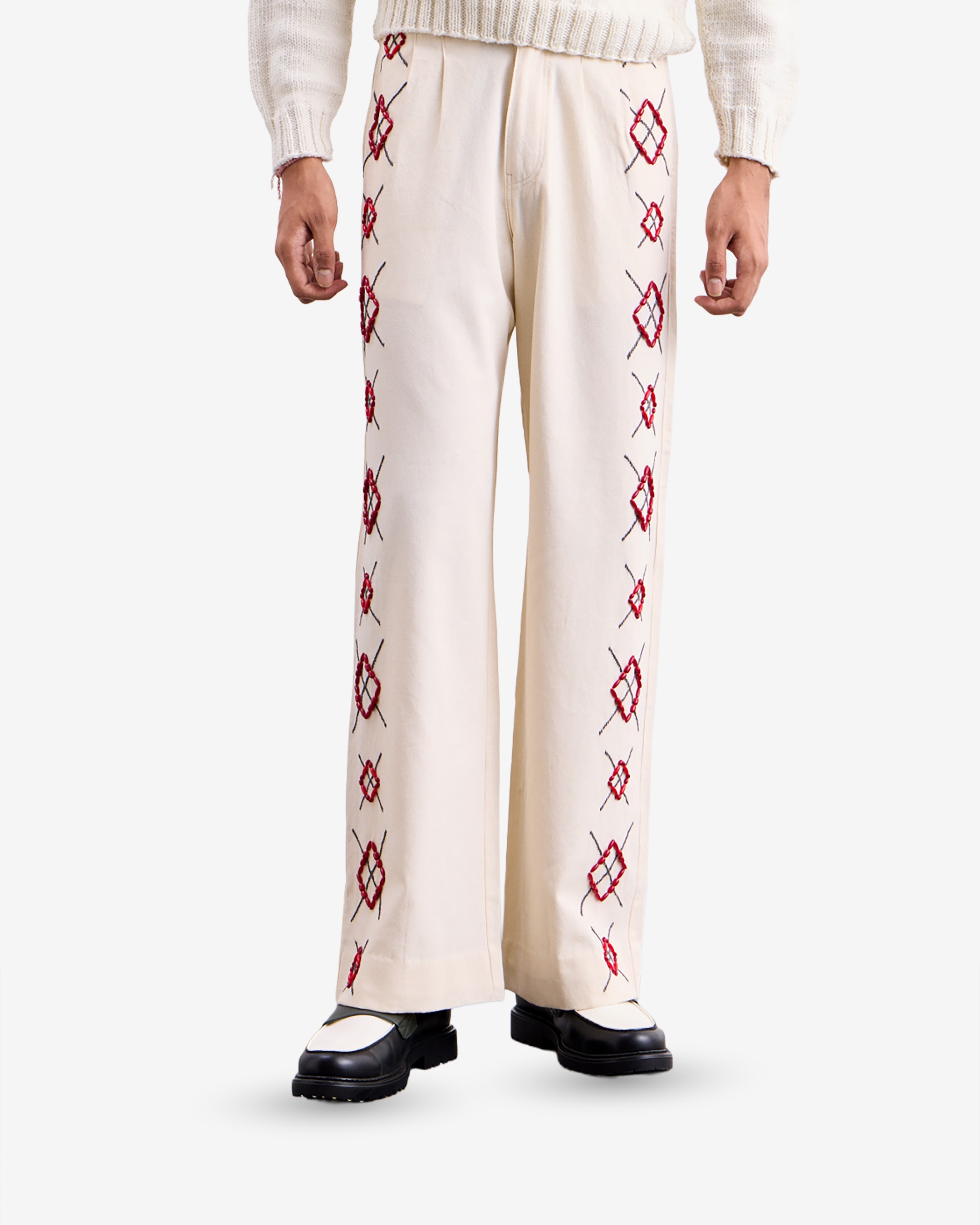 Hamsa Argyle Beading Jeans