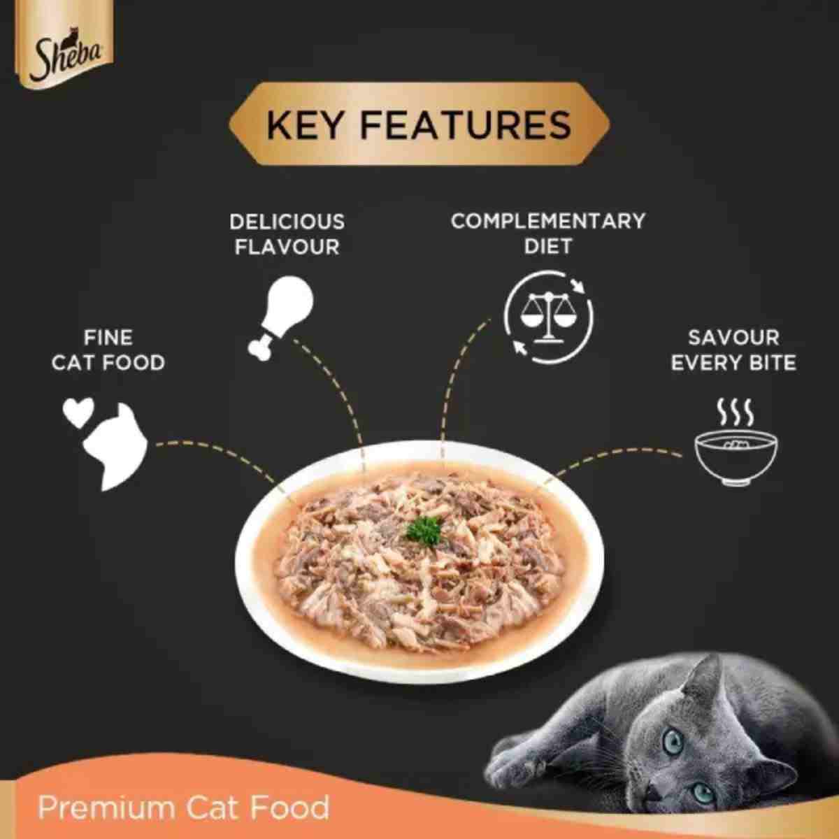 Sheba Chicken with Tuna in Gravy Wet Cat Food, 70g