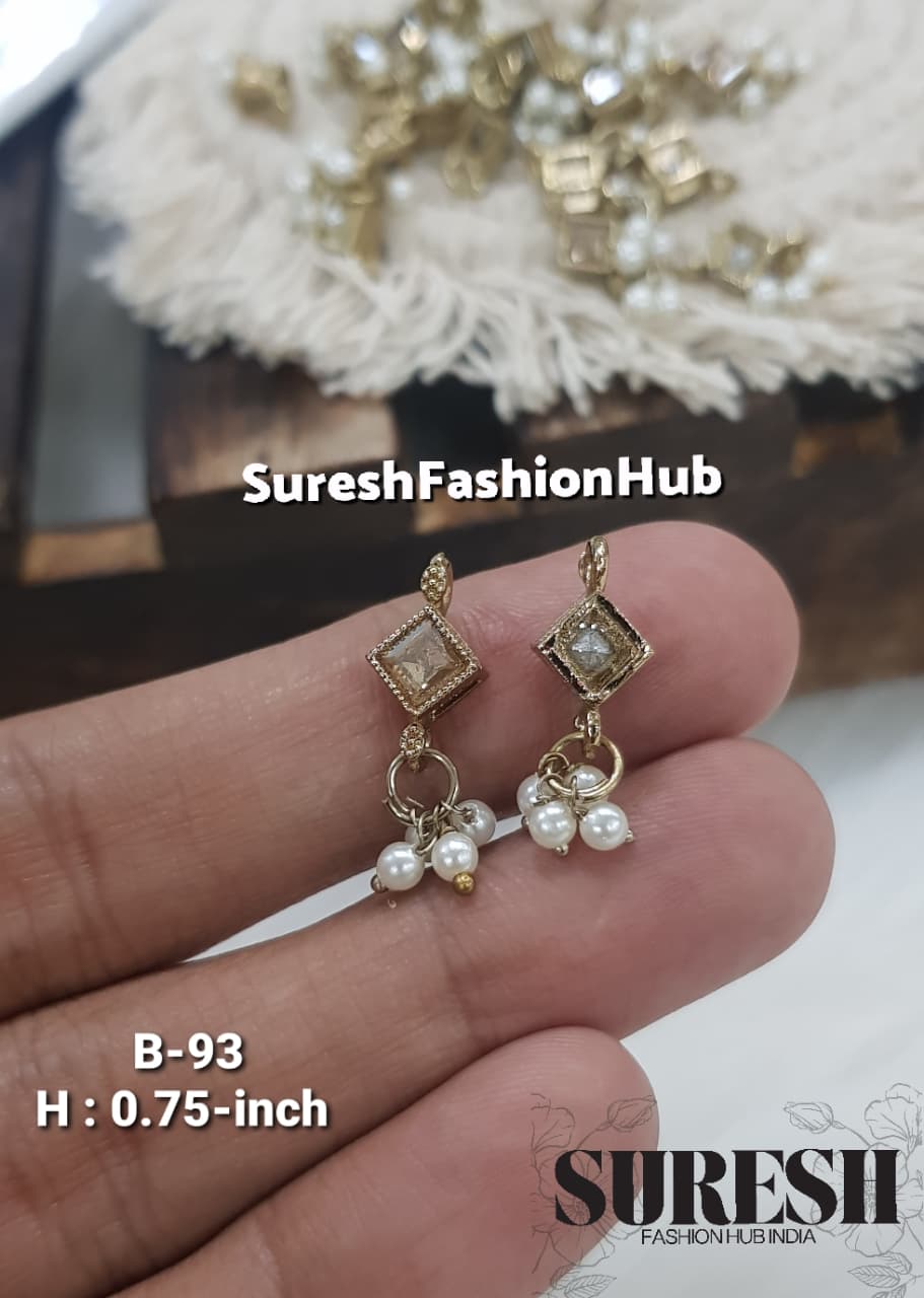 Shadow Antique Kundan Pearl Drop Shank Button – B-93