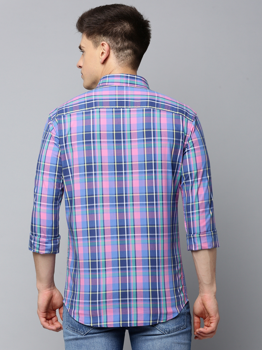 Showoff | SHOWOFF Men's Spread Collar Checked Multi Regular Fit Shirt 3
