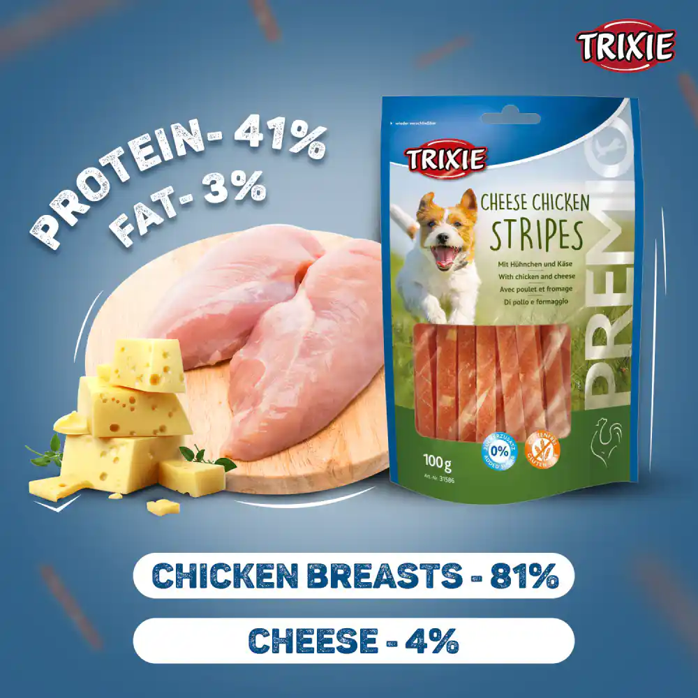 Trixie Premio Cheese Chicken Stripes Dog Treats, 100 g