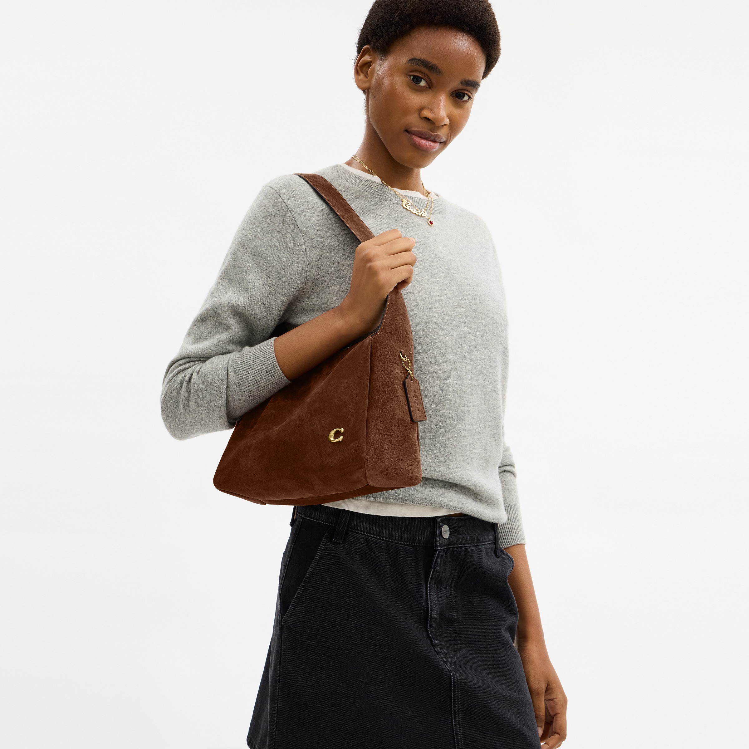 Suede Lola Shoulder Bag