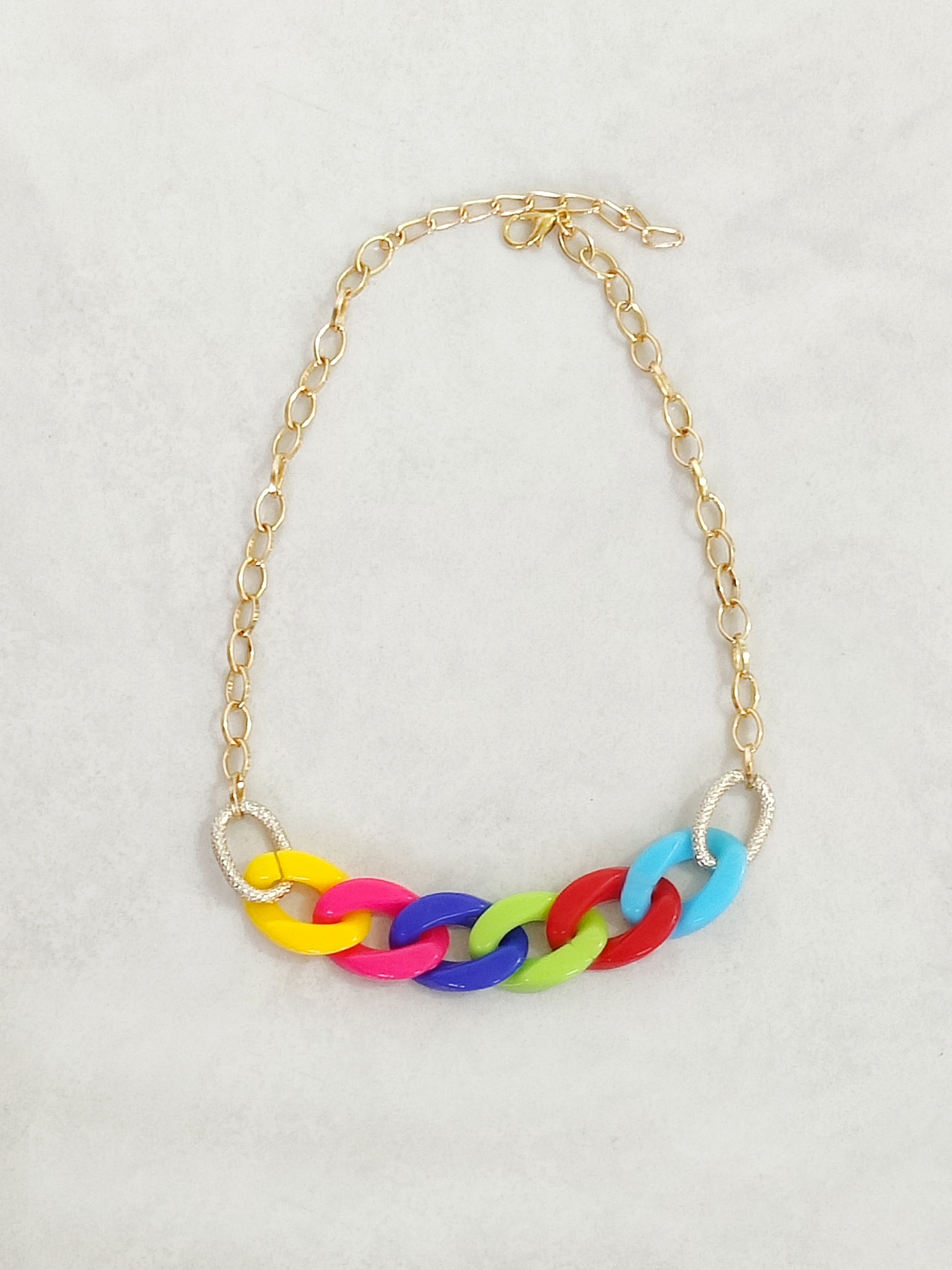 Rainbow Link Necklace - Multicolored