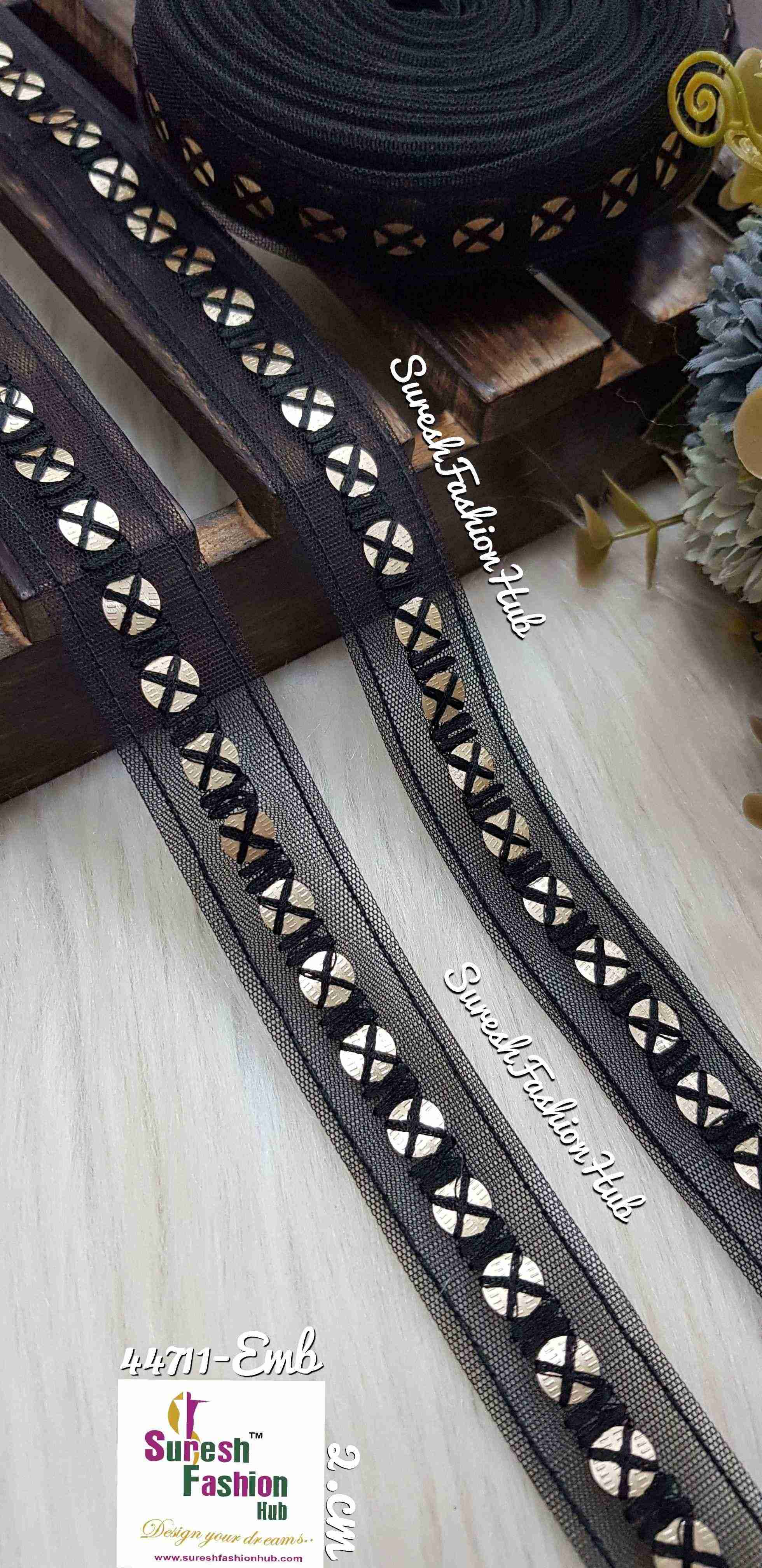 Black Net Touch Sequin Thread Lace