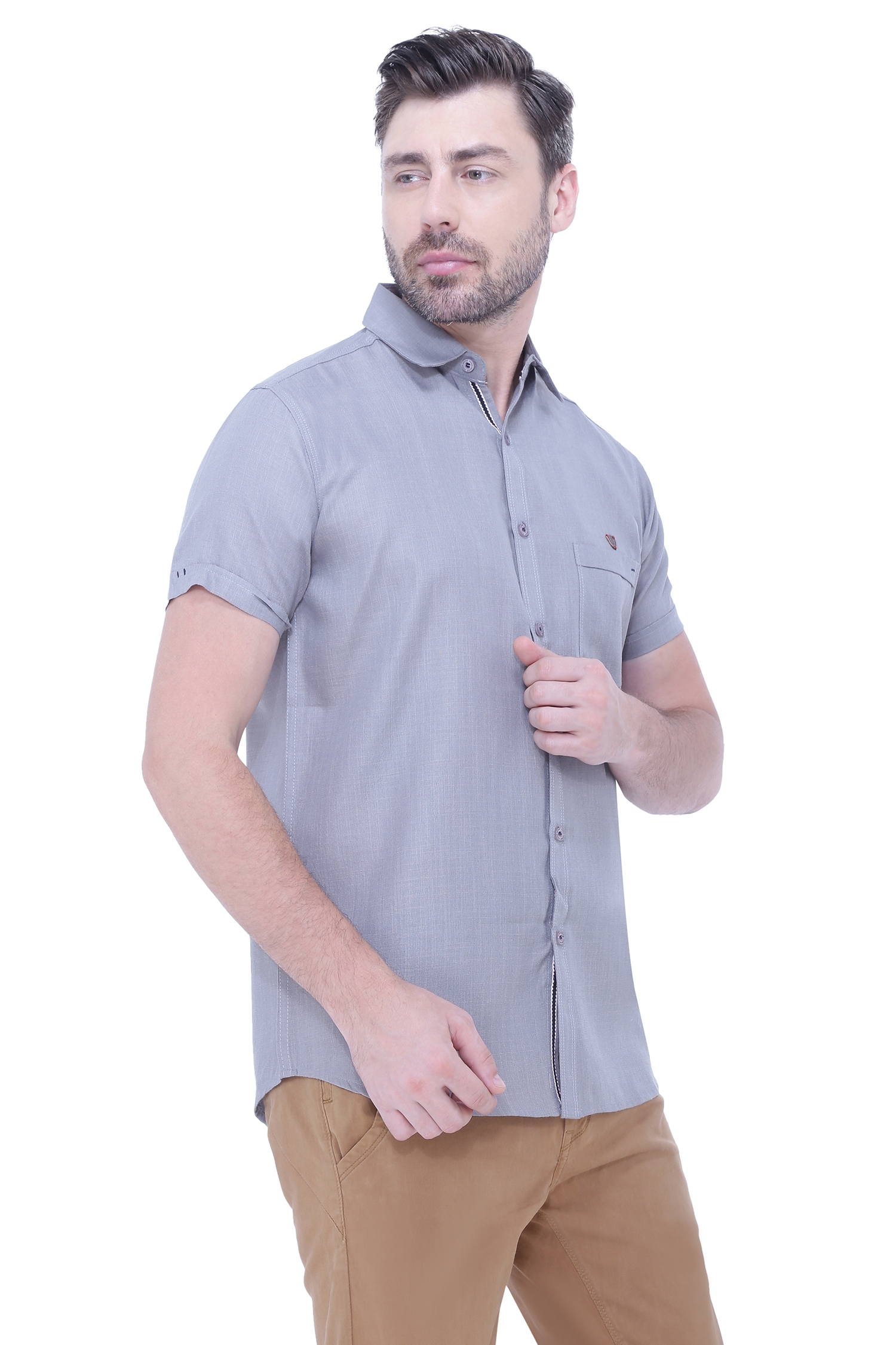 Kuons Avenue | Kuons Avenue Men's Linen Blend Half Sleeves Casual Shirt-KACLHS1236 5