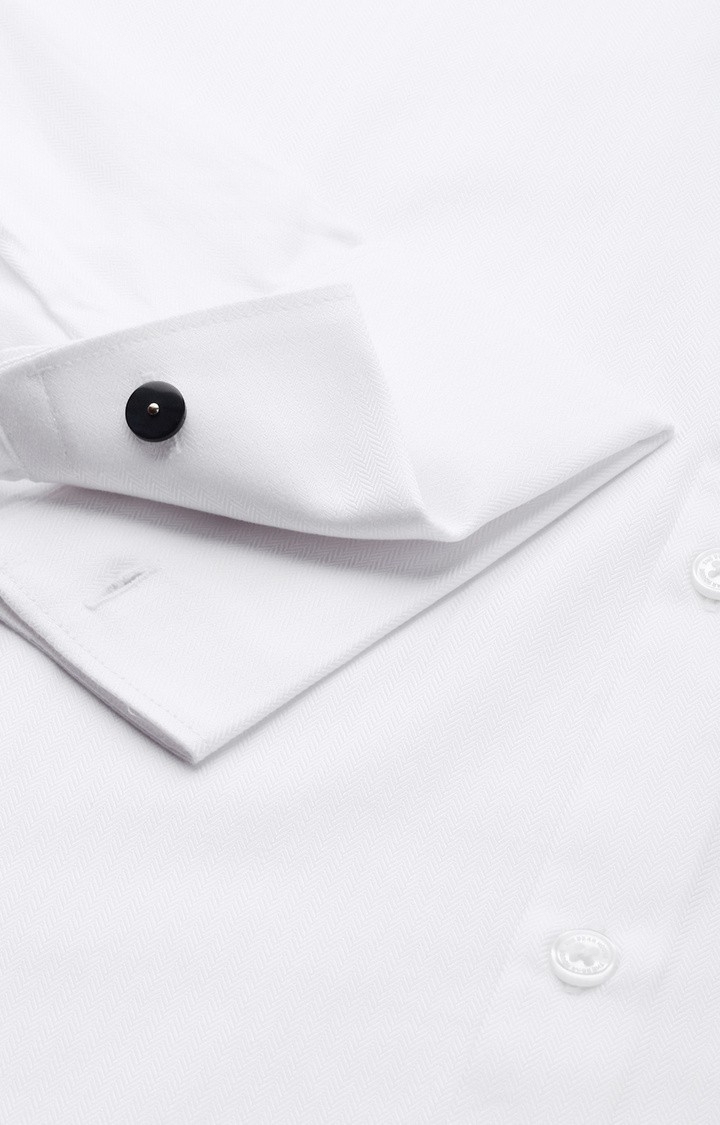 The Bear House | Men's White Cotton Solid Formal Shirt 5