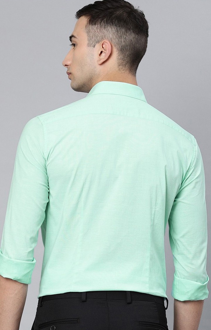 The Bear House | Men's Green Cotton Solid Formal Shirt 3