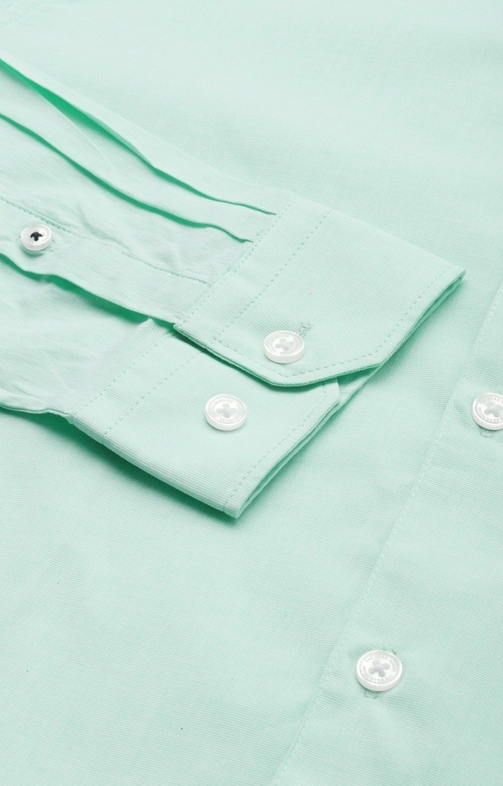 The Bear House | Men's Green Cotton Solid Formal Shirt 4