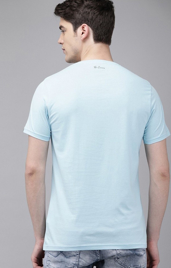 The Bear House | Men's Blue Cotton Printed T-shirt 3