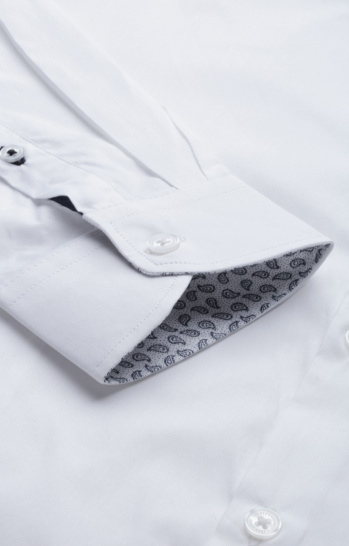 The Bear House | Men's White Cotton Solid Formal Shirt 5
