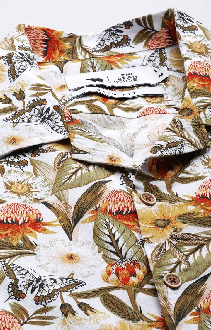 The Bear House | Men's Multicolour Cotton Floral Casual Shirt 4