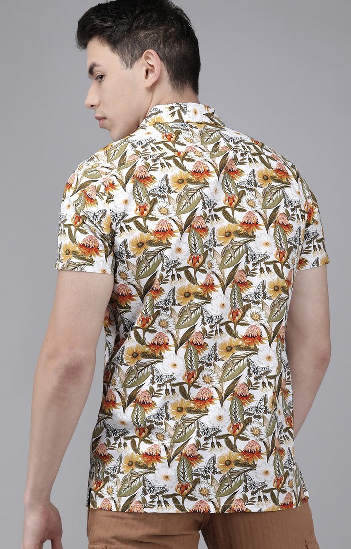 The Bear House | Men's Multicolour Cotton Floral Casual Shirt 2