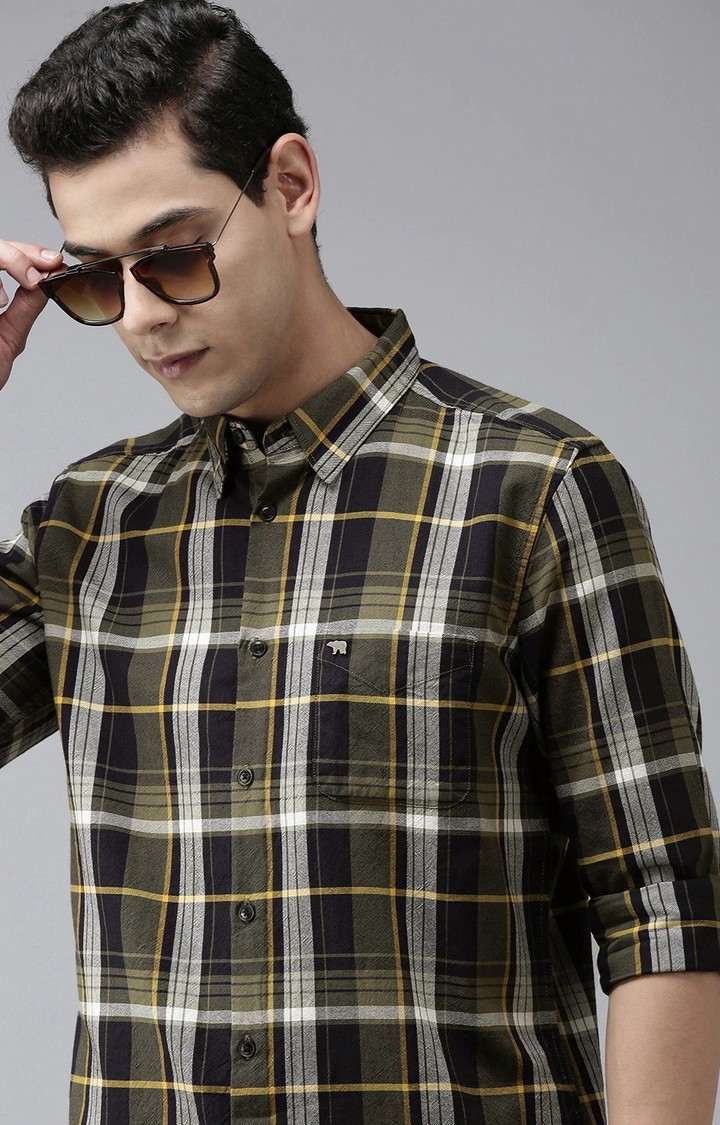 Men's Multicolour Cotton Checked Casual Shirt
