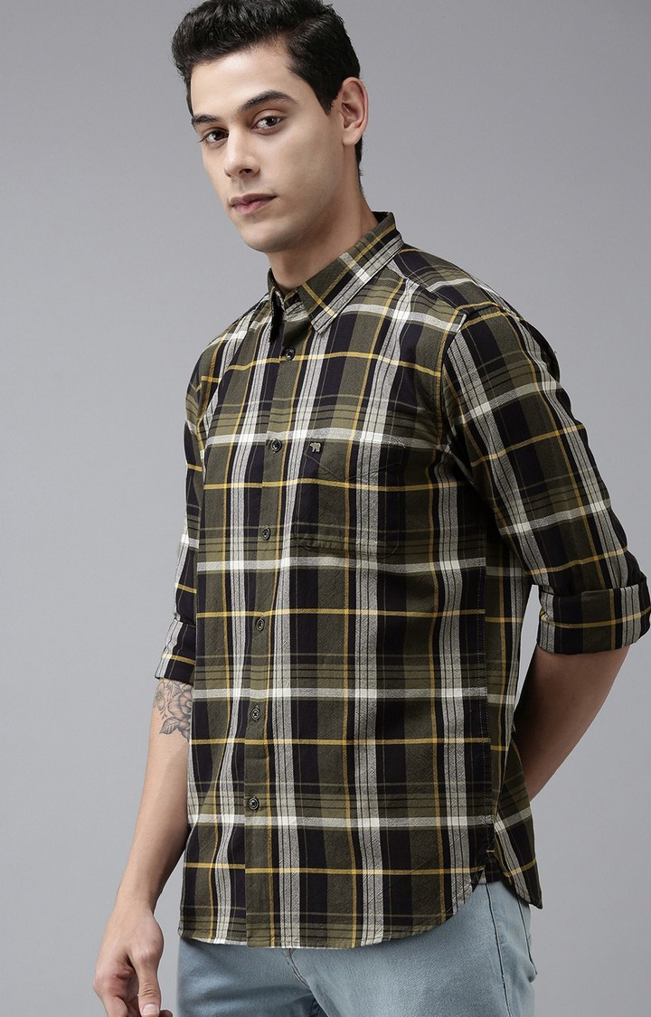 Men's Multicolour Cotton Checked Casual Shirt