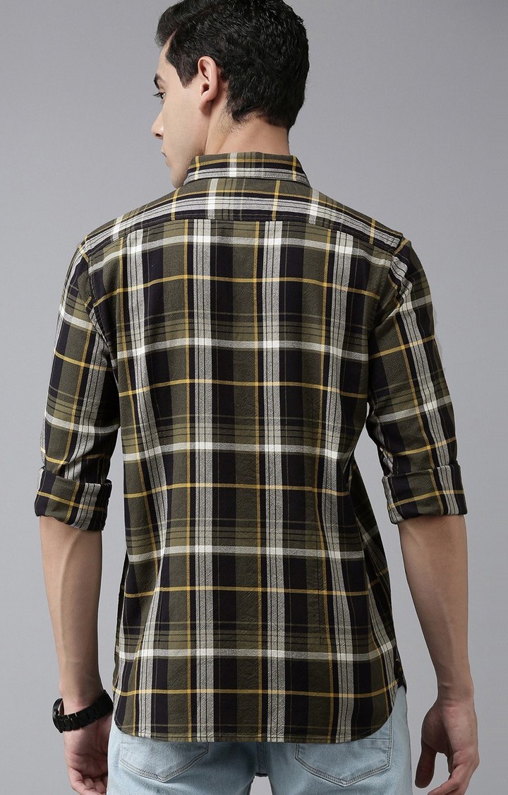 Men's Multicolour Cotton Checked Casual Shirt