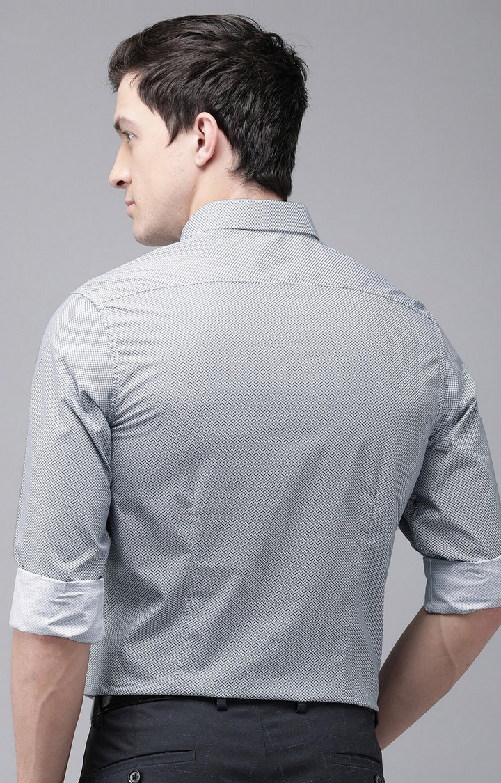 Men's Grey Cotton Printed Formal Shirt