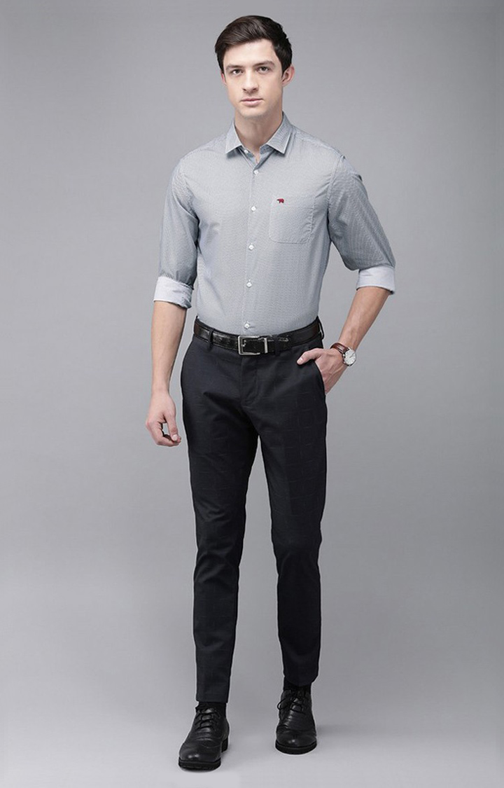 Men's Grey Cotton Printed Formal Shirt