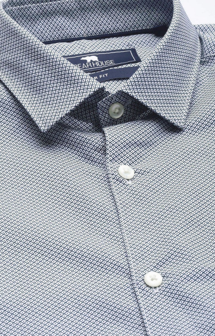Men's Grey Cotton Printed Formal Shirt