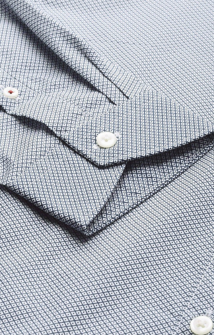 Men's Grey Cotton Printed Formal Shirt