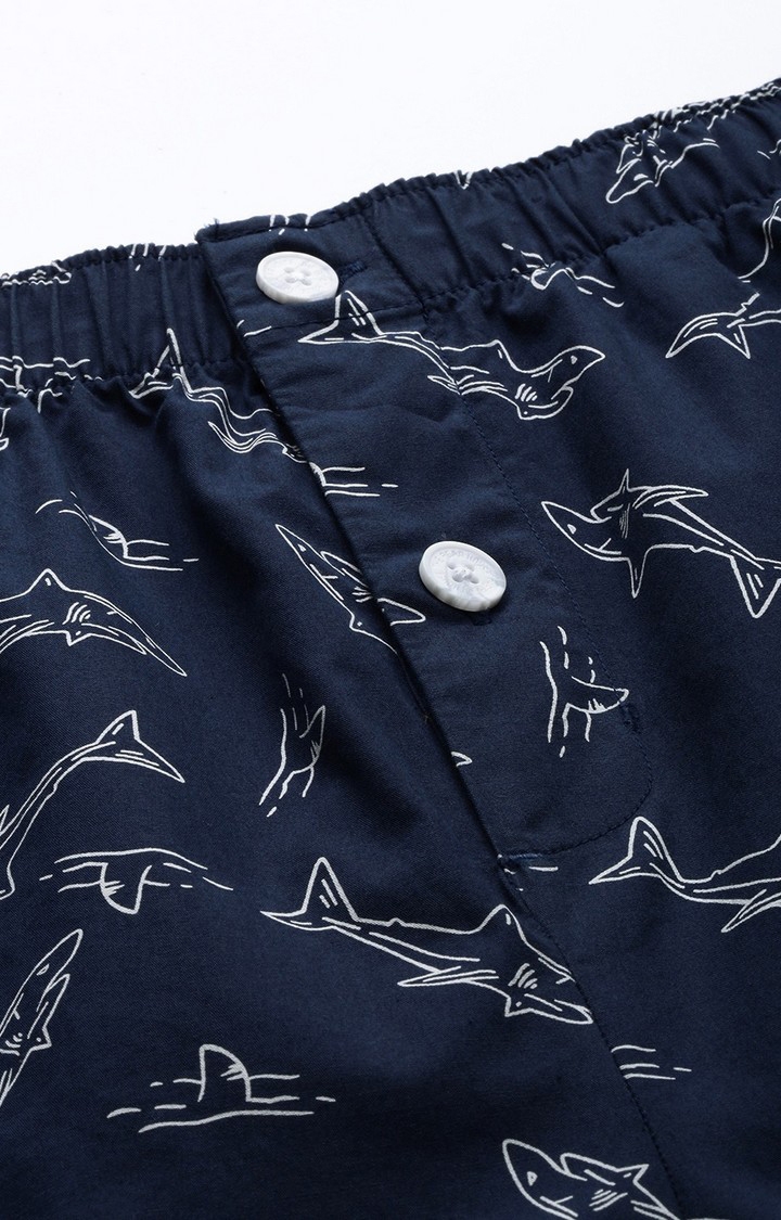 The Bear House | Men's Blue Printed Night-Suit 5
